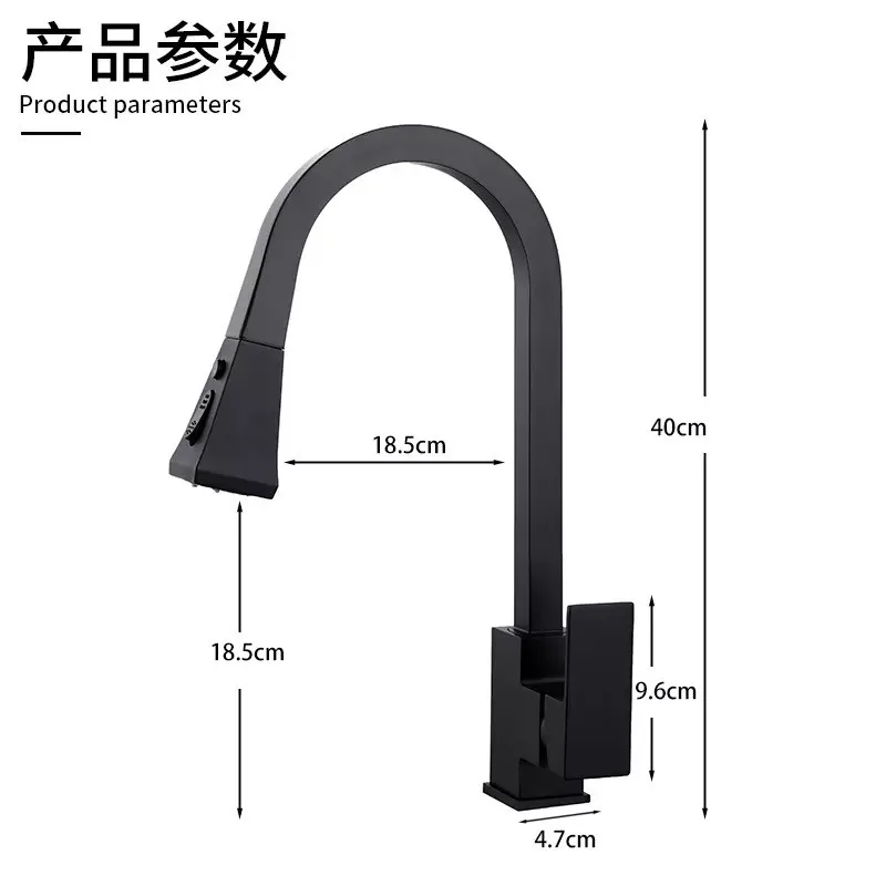 Кухонный смеситель выдвижной кран серебристого цвета с одной ручкой Поворот на