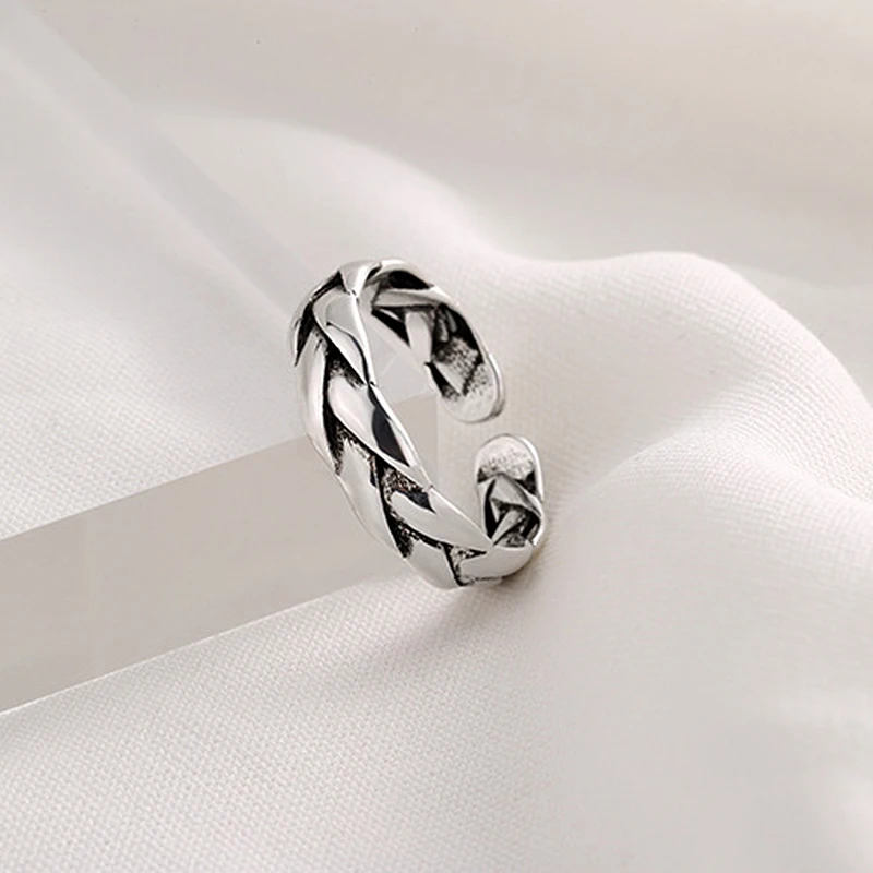 Открытое кольцо MEETSOFT с серебряным покрытием женское модное простое регулируемое