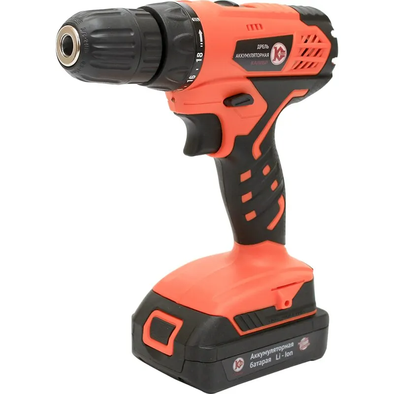 Аккумуляторная дрель-шуруповерт Калибр Li-Ion ДА-18/2+ (18В 26 Hm 2 Аккумулятора скорости)