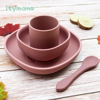 4pc baby silicone plate set kids bowl plates baby feeding silicone bowl spoon childrens dishes kid dinner platos baby tableware