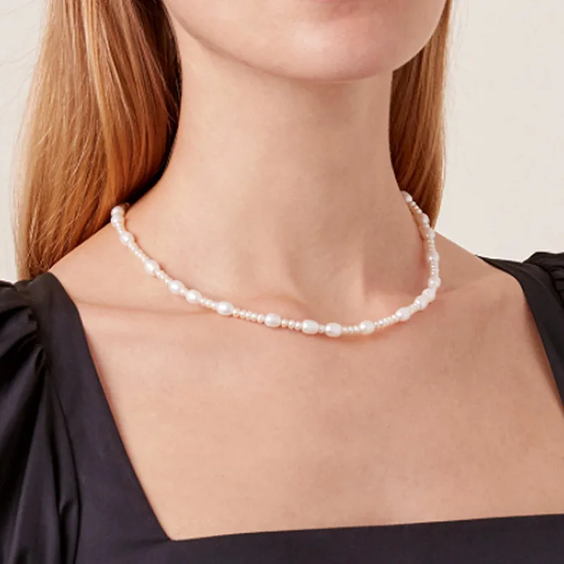 Ожерелье женское с пресноводным жемчугом короткое колье-чокер в стиле барокко