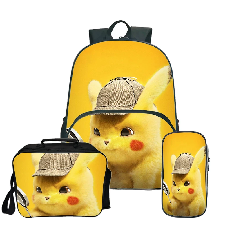 3 Pokemon Pikachu Kawaii рюкзак Пенал Школьный рюкзак для подростков девочек мальчиков рюкзак для ланча 3 шт./компл. детский дорожный рюкзак - Цвет: 3