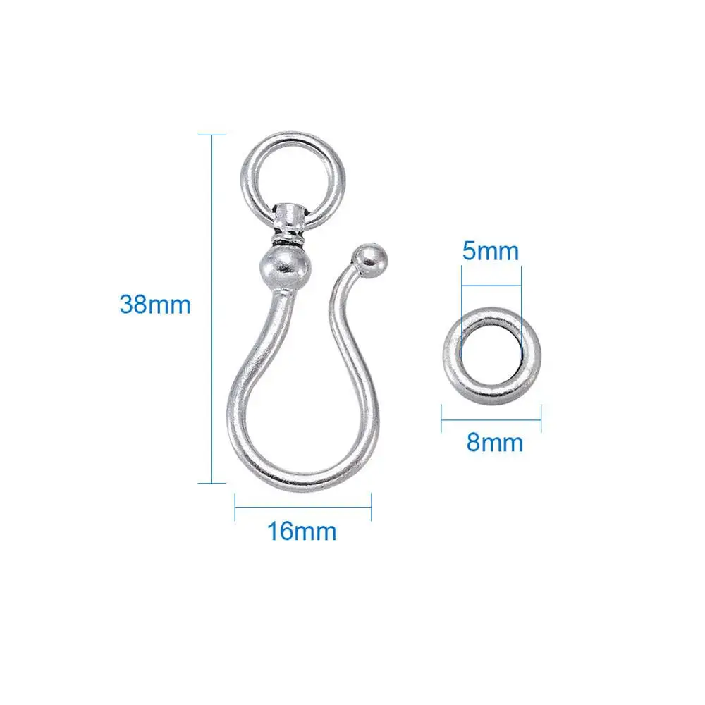 Buy 200Sets Tibetan Style S Hook Clasps for Necklace Bracelet Making Cadmium Free & Lead Antique Silver Hook: 38x16x8mm on