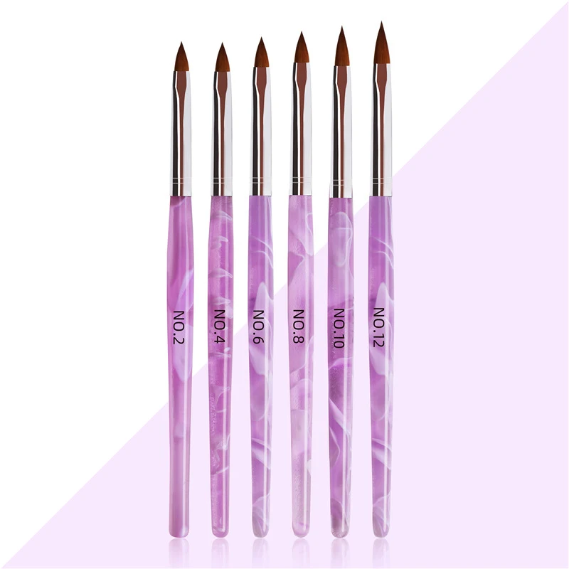 6 шт. ручка для печати ногтей акриловая фиолетовый цвет инструмент дизайна УФ