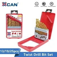 xcan drill bit 131925pcs 1 0 13mm twist drill bit titanium coated wood metal drilling tool hss hole cutter metal drill