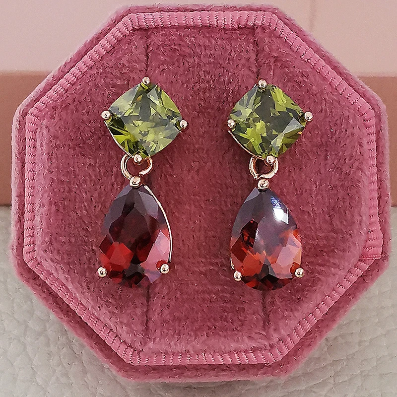 

2021 New Trendy Rose Gold Yellow Color Pear Earrings For Women Lady Valentine's Day Gift Jewelry Wholesale E486