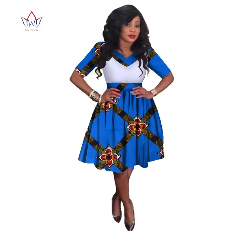 Women Midi Dress African Print Dresses for Three-Quter Sleeve Clothing Plus Size 6XL BRW WY2235 | Тематическая одежда и