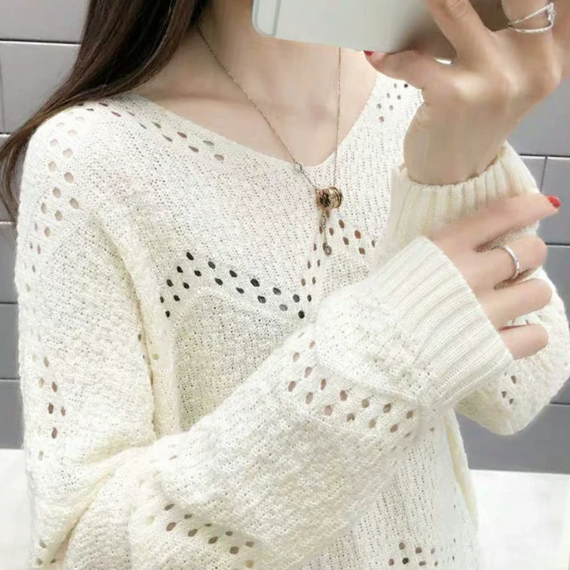 Spring 2021 New Fashion Knitted Women Sweater Long Sleeve V-neck Elegant Clothing Sweaters And Pullovers 5456 50 | Женская одежда