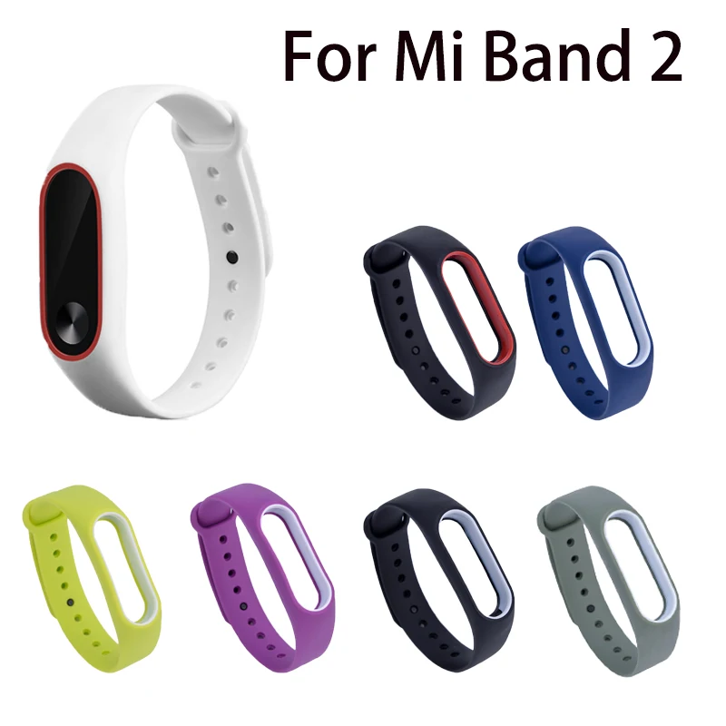 Двухцветные Сменные силиконовые браслеты для Mi Band 2 аксессуары умных браслетов