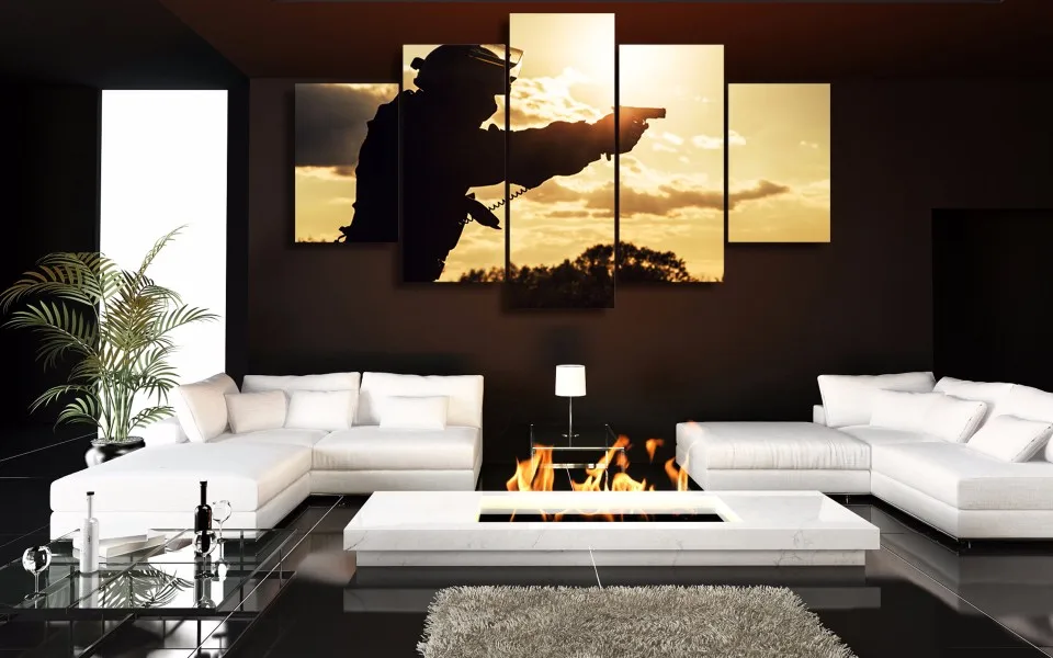Canvas Wall Art Modular Pictures HD Printed For Living Room Posters 5 Pieces Special Forces Soldiers Paintings Home Decor Framed | Дом и сад