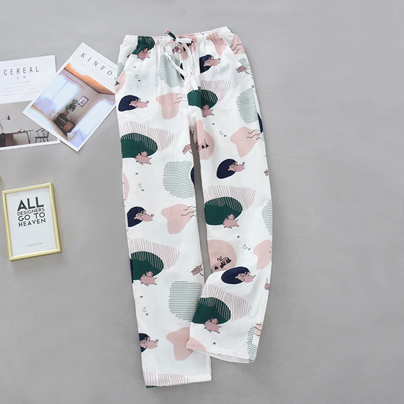 Женские летние брюки в горошек Хлопковая пижама двухслойные домашние пижамные