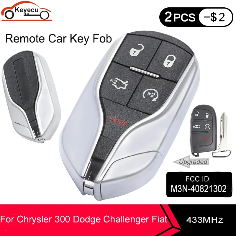 Обновленный 4 + 1 5 кнопочный чип KEYECU 433 МГц ID46 для Chrysler 300 Dodge Challenger Fiat 500L FCC: Φ|Ключ от