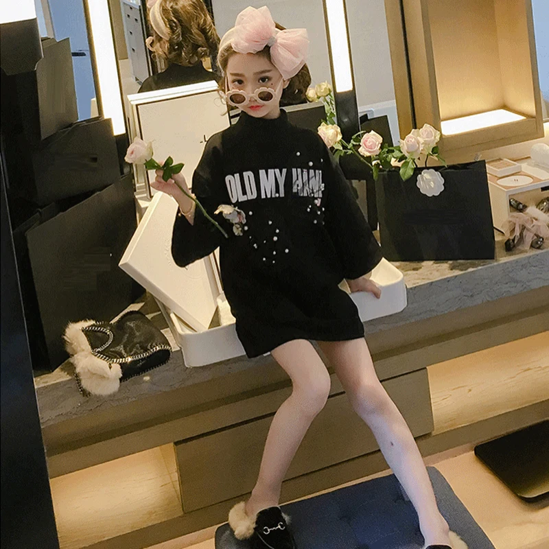 Весенне-летняя футболка для девочек Детская длинная Модные топы детей уличная