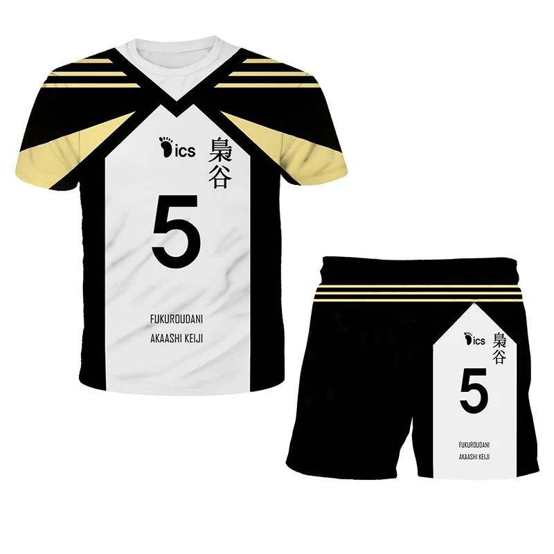 

3d Printed Haikyuu 2021 New Summer O-neck Campus Kids Set Cartoons Movie Print Teen T-shirts Pants 2 Piece Casual Tops 4-14