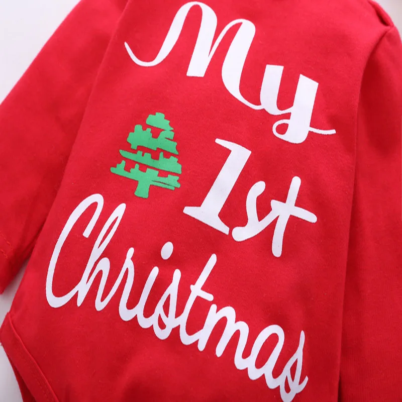 Новая красная Новогодняя одежда для детей Детский Комплект из трех предметов с