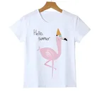 Модные топы, Детская футболка с принтом Фламингокотаоленя, футболки для мальчиков, девочекмалышей, Повседневные детские футболки с героями мультфильмов