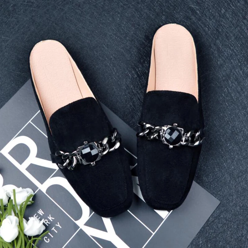 Женские шлепанцы черные повседневные сандалии на плоской подошве модные женские