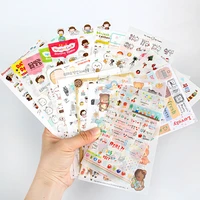 6sheetsbag cute stickers journal kawaii scrapbooking planner diary sticker set retro stationery