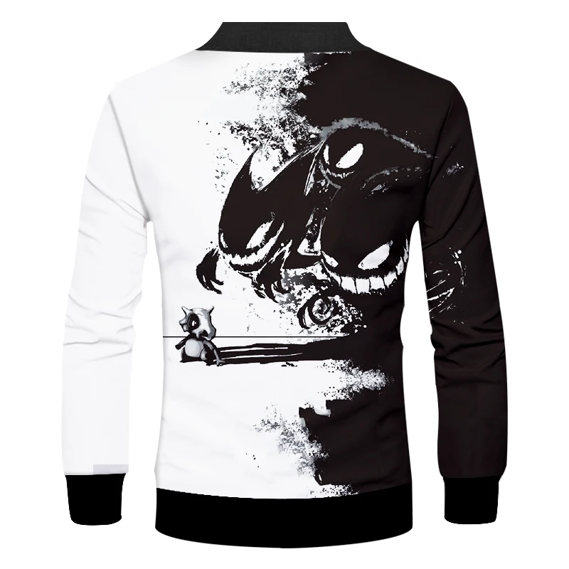 Мужская куртка на молнии UJWI черно-белая Свободная большого размера с длинным