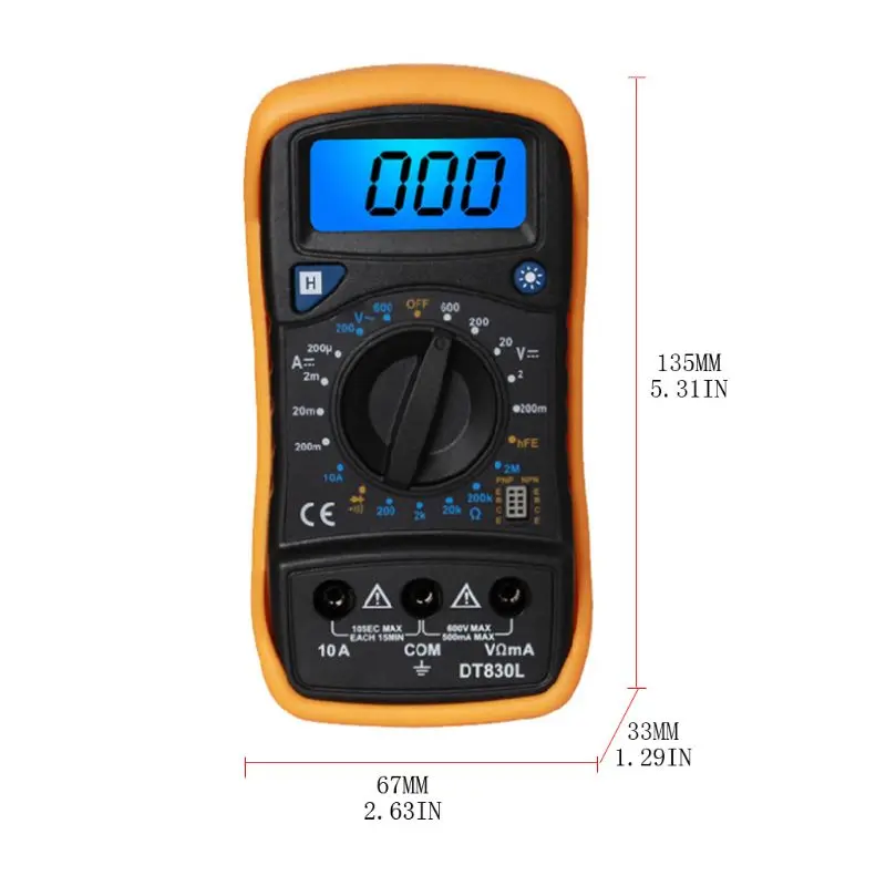 OOTDTY DT850L Handheld Digital Multimeter LCD Display 1999 Counts AC/DC Tester Ammeter A5YD | Инструменты