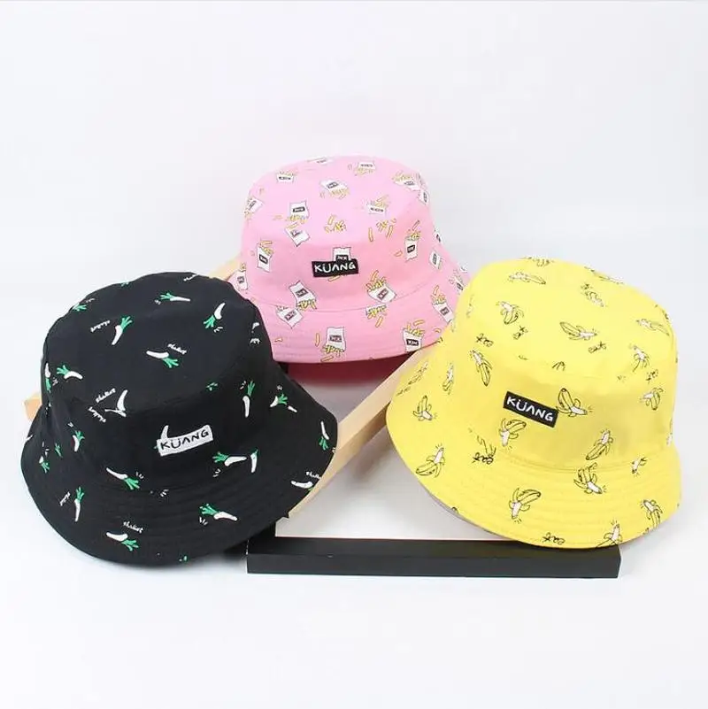 water Bucket Hat Men Women Summer Cap Banana Print Yellow Hip Hop Fishing Fisherman | Аксессуары для одежды