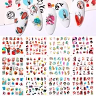 Наклейка водная 12 листов с изображением лица, переводная наклейка с цветами, растениями и английскими словами, слайдер, водяной знак, обертывания для дизайна ногтей