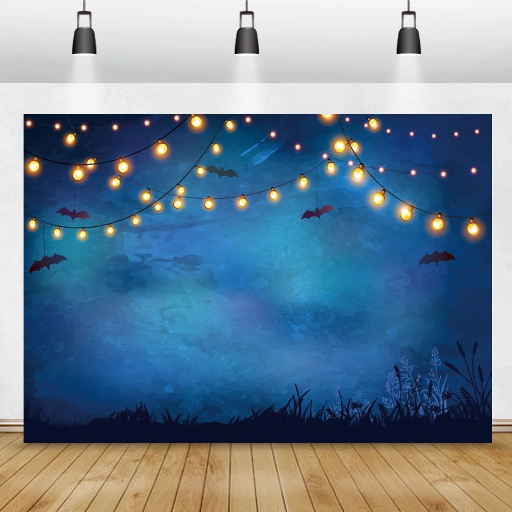 

Laeacco Хэллоуин ночь темная трава вечерние НКА синий фон для фотографии Дети Семья съемка фотосессия фото фон