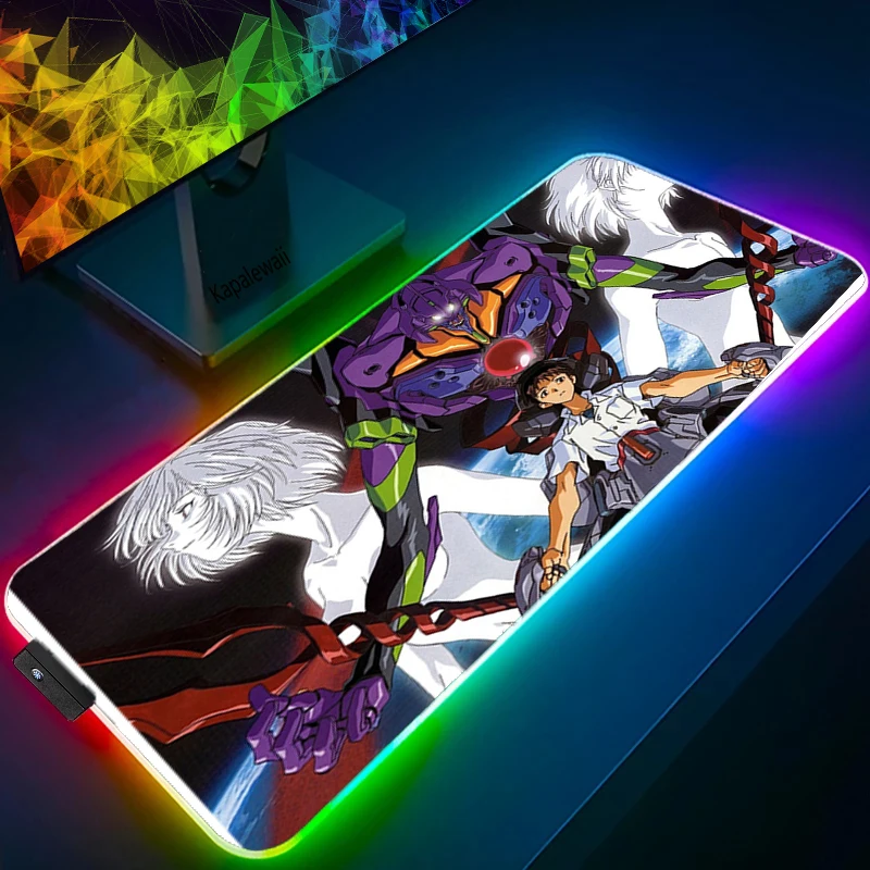 

Evangelion RGB Gaming Mouse Pad Large XXL Mouse Carpet Big Keyboard Pad Computer Mousepad Desk Play Mat with Backlit CS LOL