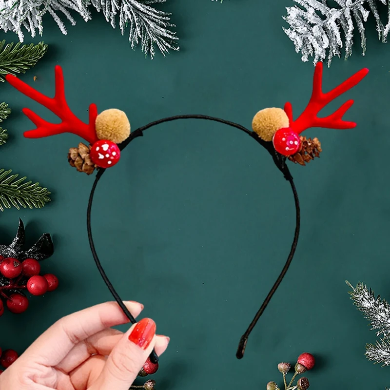 

1Pcs Christmas Headband Hair Accessories Deer Ears For Kids Adult Christmas Party Deer Xmas Hair Band Clasp Headwear