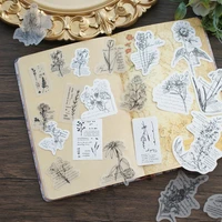 2 material 38pcs stamp print design poetry of plants sticker scrapbooking diy gift packing label gift decoration tag