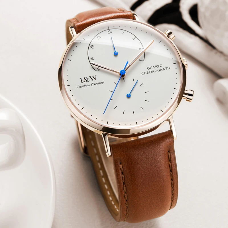 

Carnival Brand Fashion Watch Men Luxury Waterproof Luminous Ultra Thin Sapphire Chronograph Quartz Wristwatch Relogio Masculino