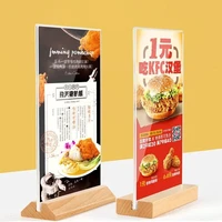 100200mm restaurant table menu sign card holder display stand wood base acrylic number banner poster display frame