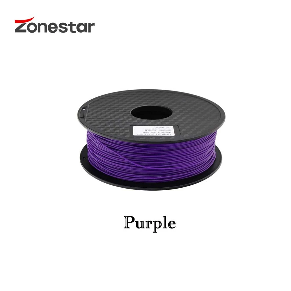 ZONESTAR PLA нити для 3D принтера 1,75 мм Пластиковые расходные материалы Материал Вес нетто 1 кг - Цвет: Purple