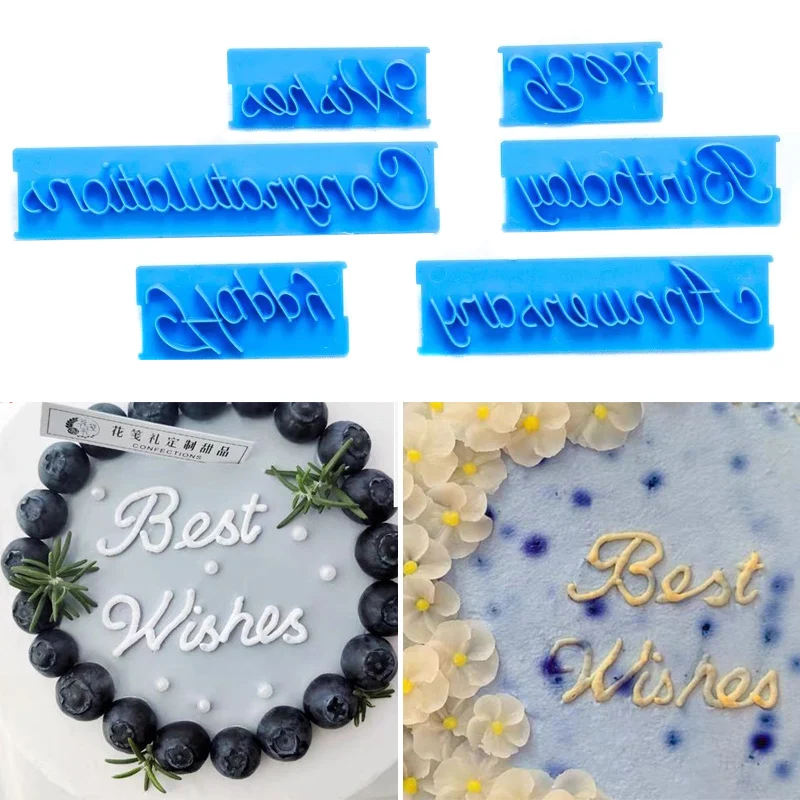 6 шт./компл. форма для тиснения торта из помадки рукописного ввода пластиковые