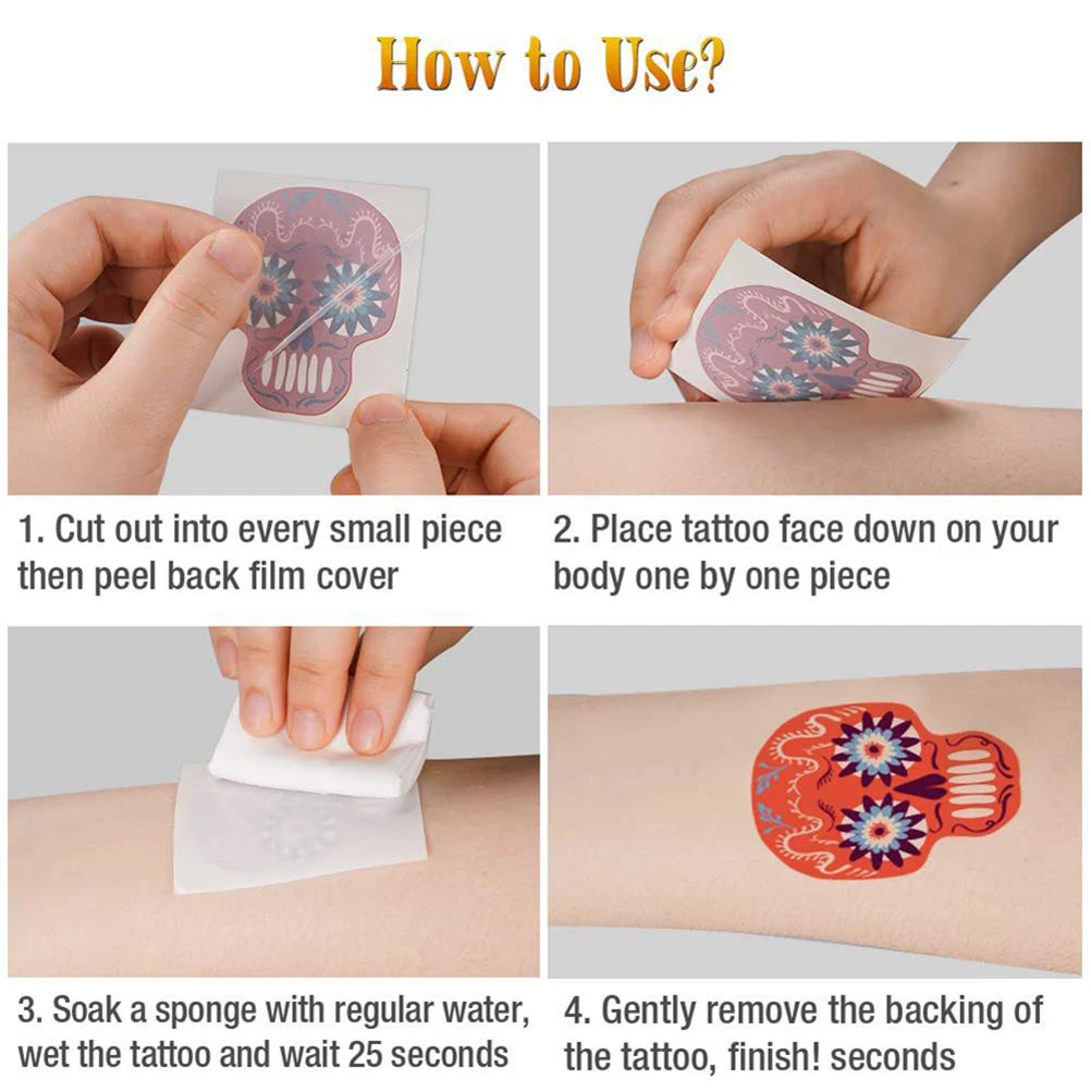 

Face Temporary Tattoos Halloween Makeup Stickers Waterproof Full Face Makeup Tattoos for Party Decors