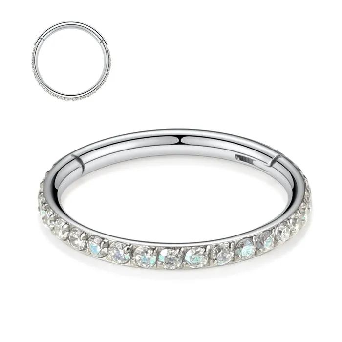 Silver AB CZ GAGABODY 16g 14g серьги, Надеваемые На ушной хрящ перегородки кольцо для носа серьги-кольца, пупка, Rook Серьги Кольца для пирсинга перегородки носа кольца пирсинг 8/10 мм - Окраска металла: Silver AB CZ