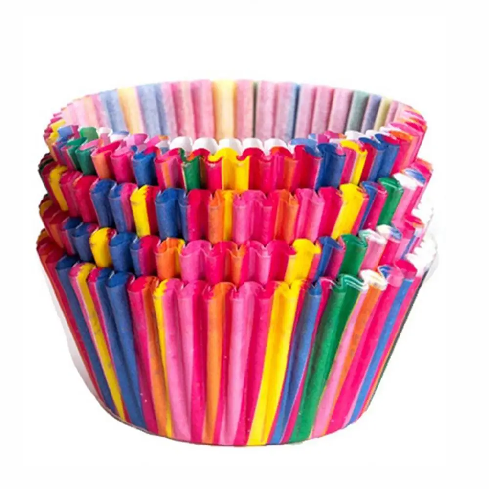 

Dropshipping 100Pcs Colorful Rainbow Cupcake Cake Case Muffin Baking Cup Birthday Party Decor