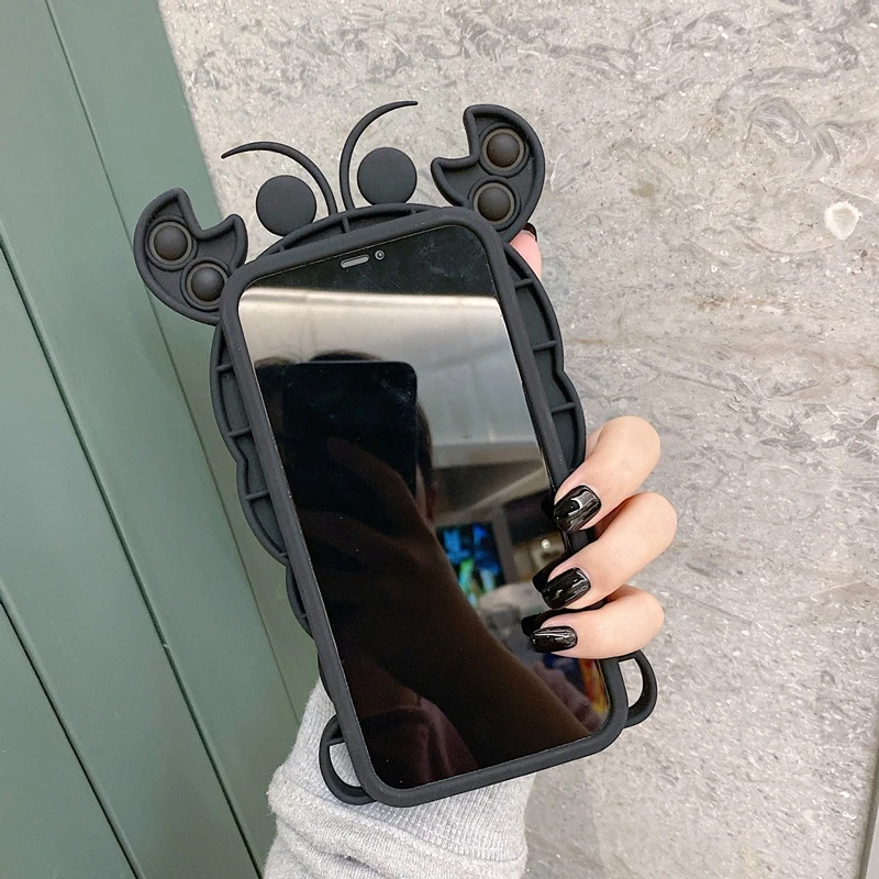 

Cute Soft Phone Case Relive Stress Pop Fidget Toy Push Bubble Silicone Soft Cover For iPhone Xs Xr 11 12pro Funny Cartoon Cover