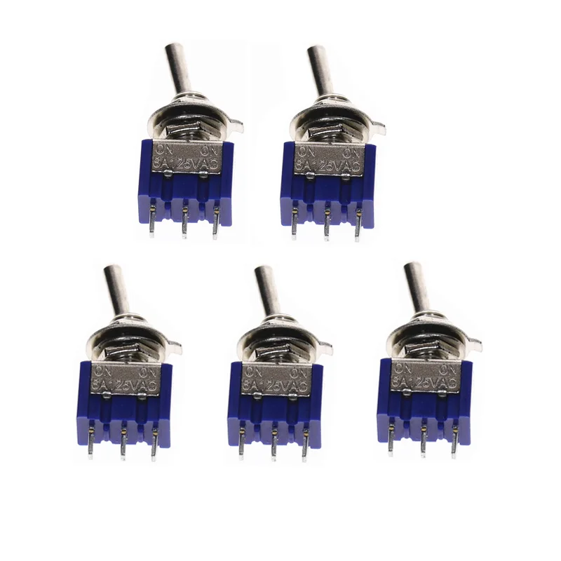 5 шт миниатюрный тумблер SPDT (MTS102) ON-ON 120VAC 6A 1/4 дюймов монтажный MTS-102 однополюсный