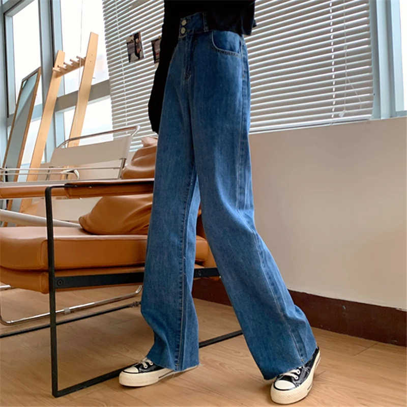 

2020 New Korean Style Vintage Style Jeans Female Students High Waist Slimming Wide Leg Pants Loose Straight Casual Trousers