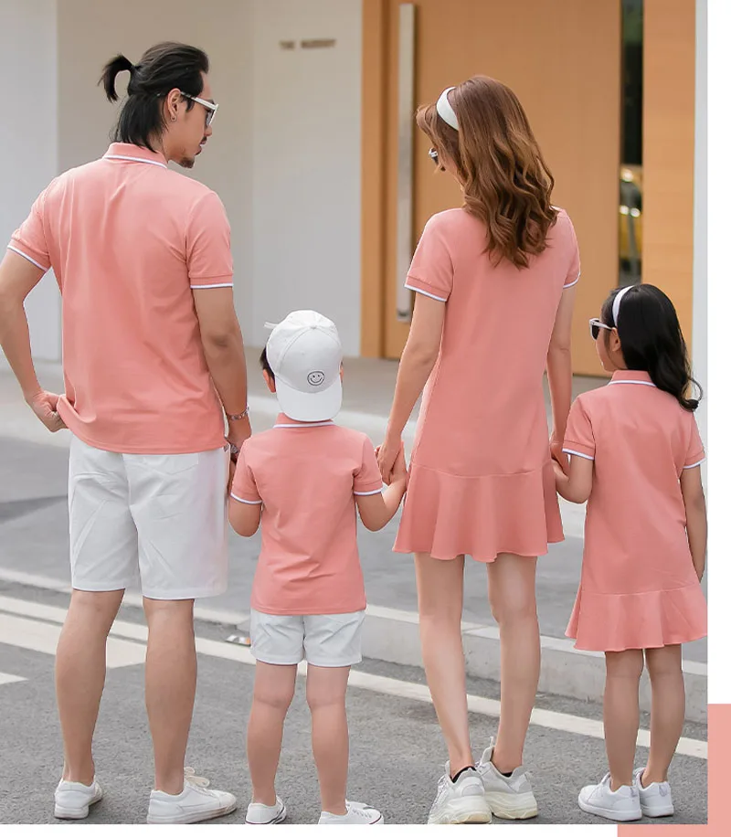 Vestidos familiares para madre e hija, camisetas de verano para padre e hijo, pantalones cortos, trajes a juego para hombre y mujer-1