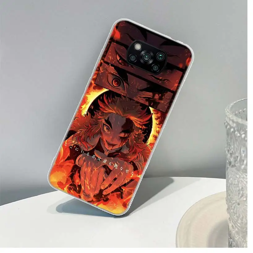 demon slayer rengoku kyoujurou cover phone case for xiaomi mi note 10 poco m4 m3 m2 x3 pro x4 nfc f3 f2 f1 a3 a2 lite a1 cc9e gt free global shipping
