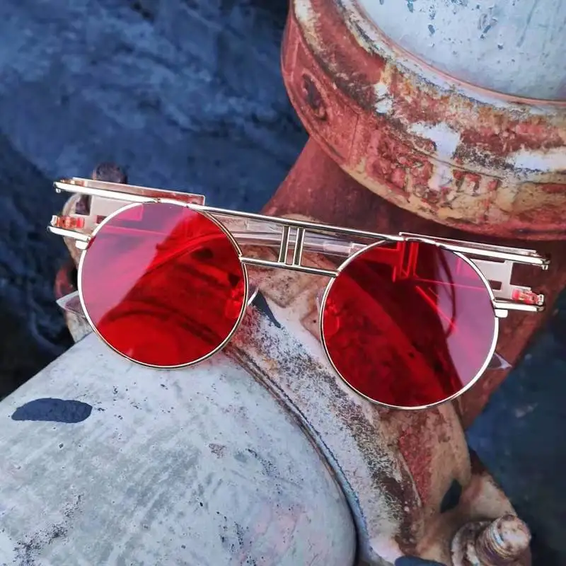 Круглые Солнцезащитные очки в стиле стимпанк для мужчин и женщин винтажные
