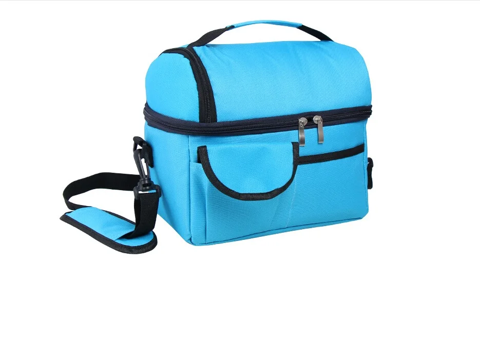 Портативный 8L толстый двойной Термосумка для пищи Coolbag для работы пикника путешествия взрослых детей еда контейнер для еды сумки для хранения - Цвет: Небесно-голубой
