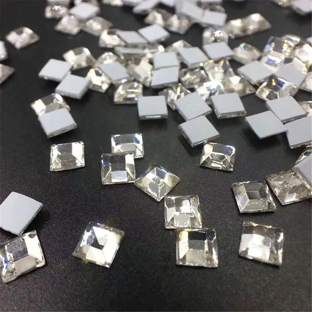 100pcs/lot Square Rhinestone Nail Decoration Transparent White Strass Stones Crystal Hot Fix Glass Wedding Manicure Accessories | Красота и