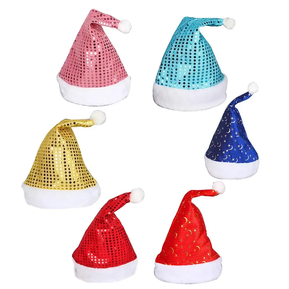 

Caps Kid Adult Star Moon Sequin Christmas Santa Claus Hat Xmas Party Cap Costume