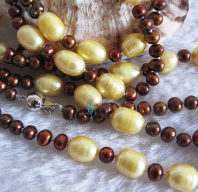 N1460 49&quot 4-9mm Coffee Gold Multi Color Freshwater Pearl Necklace Jewelry 28% Discount NEW | Украшения и аксессуары