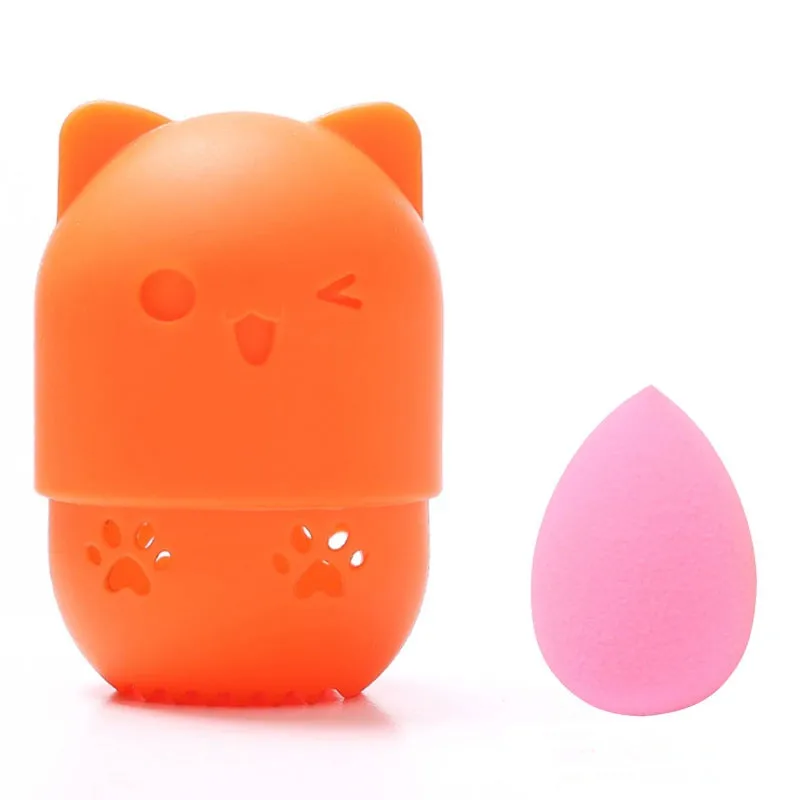 orange-20pcs 10/20/30 шт мини губка яйцо с 10 Цвета Форма макияж губка силиконовый держатель для питьевой косметический слойка мини пуховка для пудры - Цвет: orange-20pcs