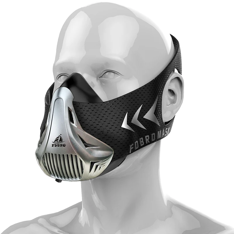 Black silver Спортивная маска для бега FDBRO Спортивная маска шестискоростная тренировочная противокислородная защита сопротивление кислороду высота кардио маска для выносливости - Цвет: Black silver