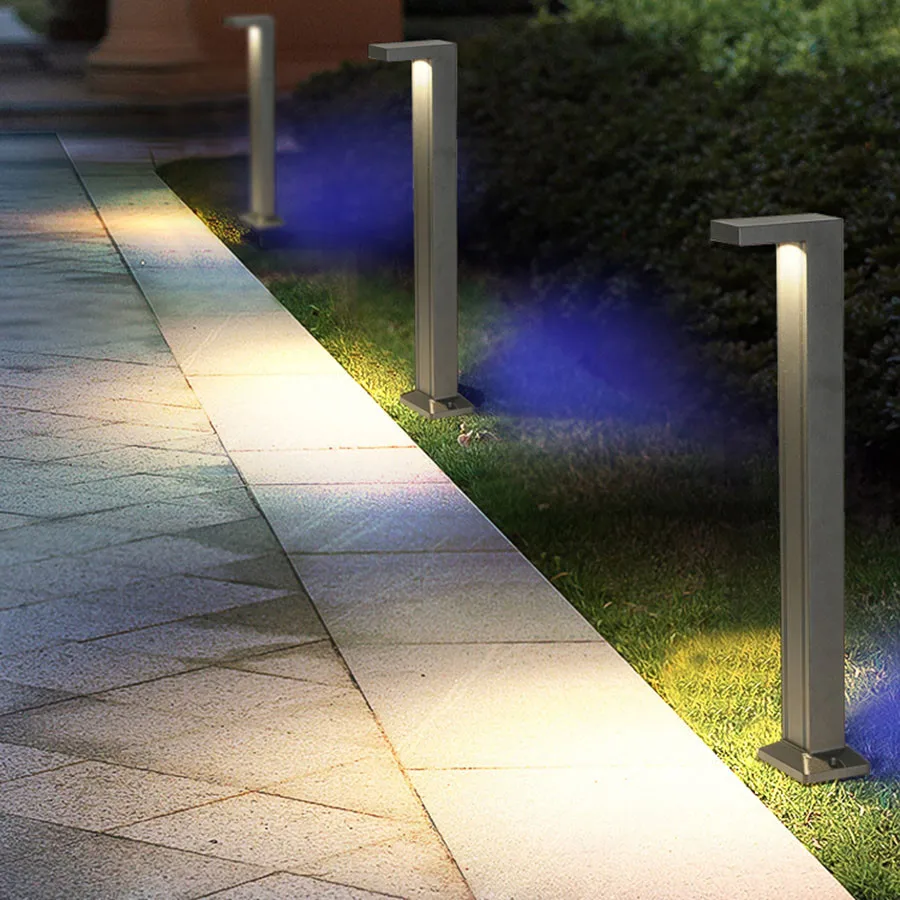 

Outdoor Pillar Light With Backside Blue Light 16W Waterproof Graden Landscape Spotlight Villa Courtyard Bollard Lamp Lawn Light